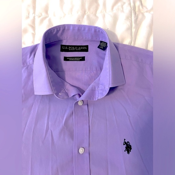 US Polo Assn Men’s Purple Button Up Long Sleeve Dress Shirt - Picture 4 of 5